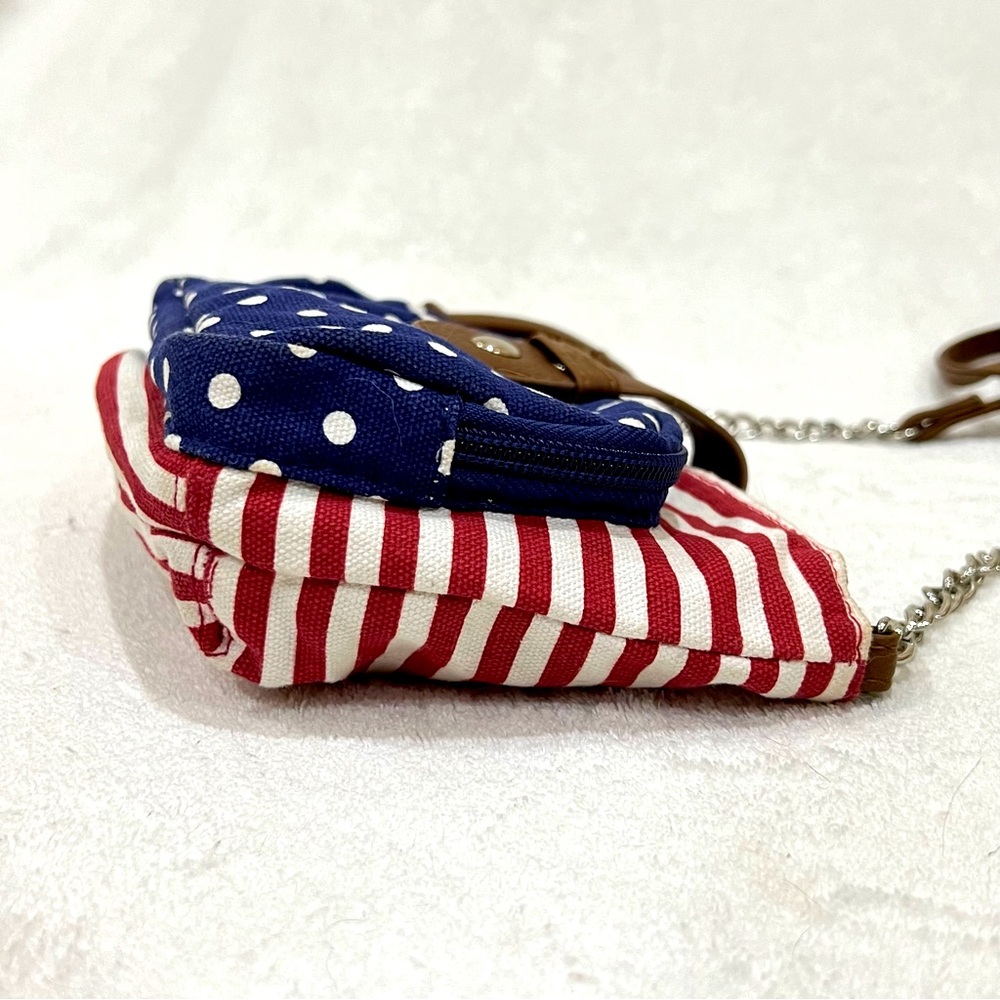 Patriotic American Flag Crossbody Bag Red White & Blue Stripes Polka Dot Purse - Picture 8 of 14